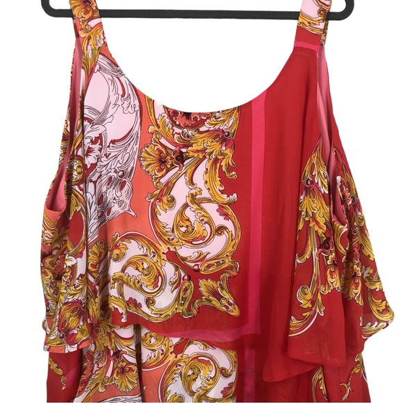 Catherine’s Plus SZ 4X Paisley Print Dress, Multi Layers of Ruffles, Chiffon - Picture 7 of 12